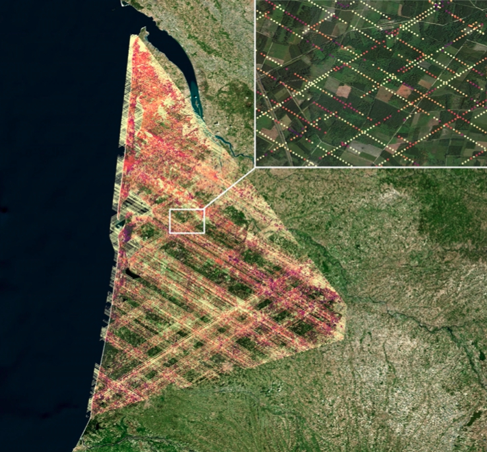Satellite imagery with height measurements